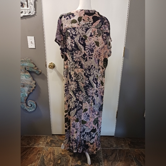 Terra & Sky Maxi Dress With Elastic & Drawstring Waist Side Pockets Soft - Picture 7 of 8